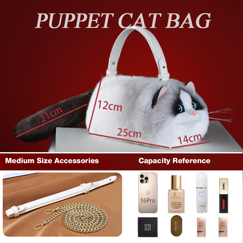 Ragdoll Cat Bag Plush Shoulder Bag for Daily Use