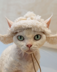 Fleece Hat for SphynxCat DevonRex White