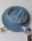 Sphynx Cat Bucket Hat – Cotton Denim Sun Hat with Ear Openings