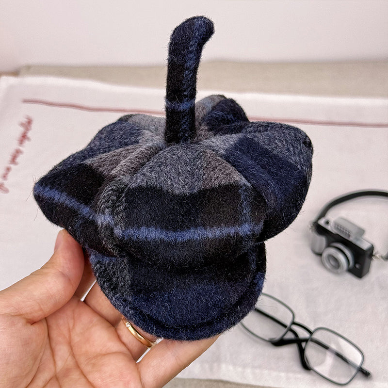Plaid Wool Beret Hat for Cat