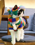 Sphynx Cat Shearling Set – Rainbow Fleece Top & Hat