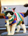 Sphynx Cat Shearling Set – Rainbow Fleece Top & Hat