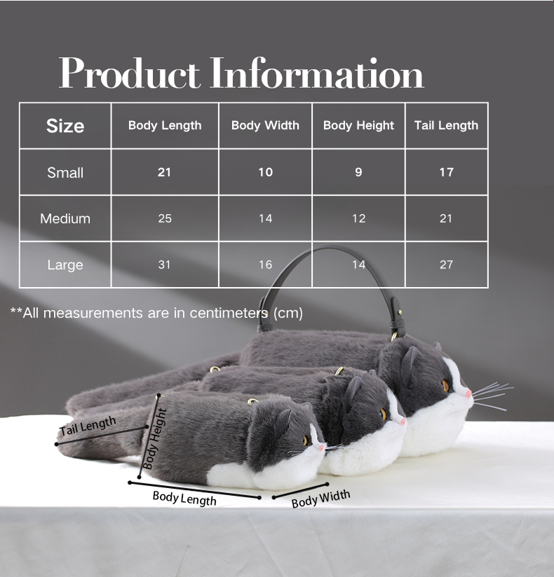 British Shorthair Black Cat Bag Plush Shoulder Bag for Daily Use