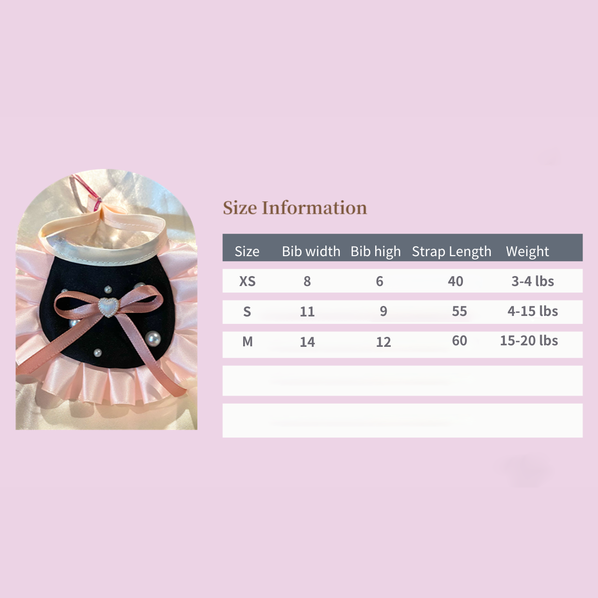 Dopamine Barbie Pet Bib Pink & White with Pearls