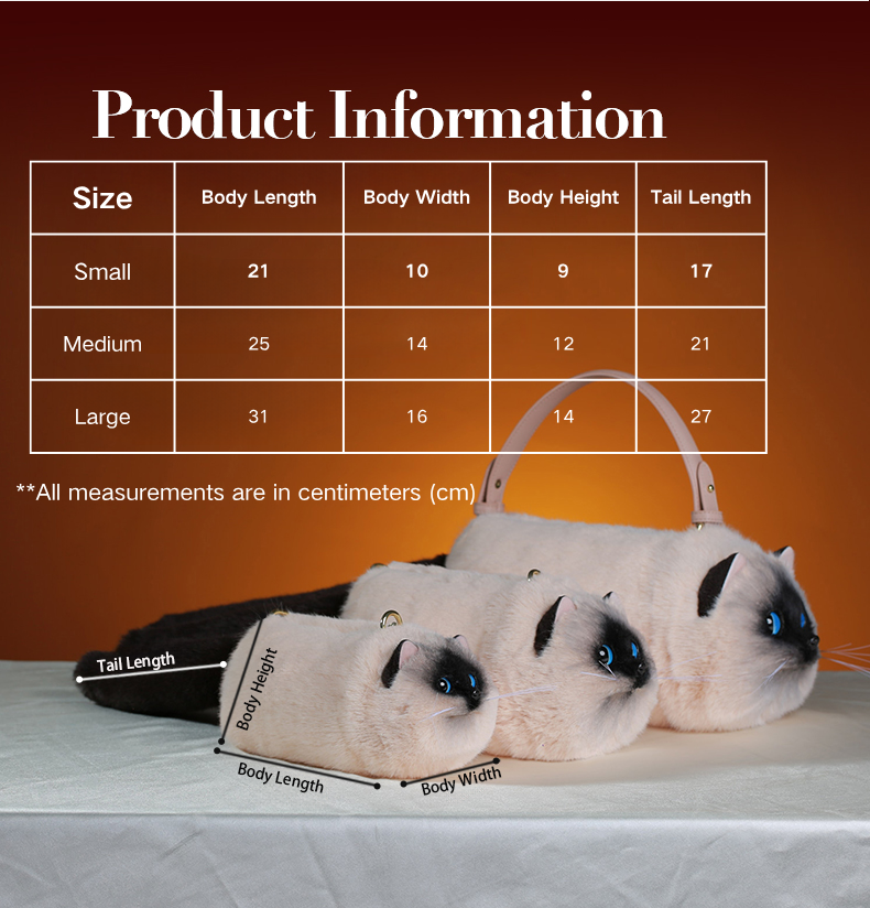 Siamese Cat Bag Plush Shoulder Bag for Daily Use