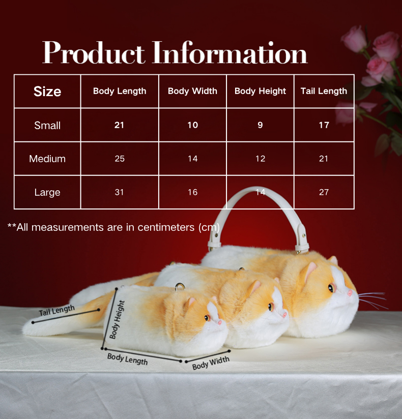 Yellow White Cat Bag Plush Shoulder Bag for Daily Use