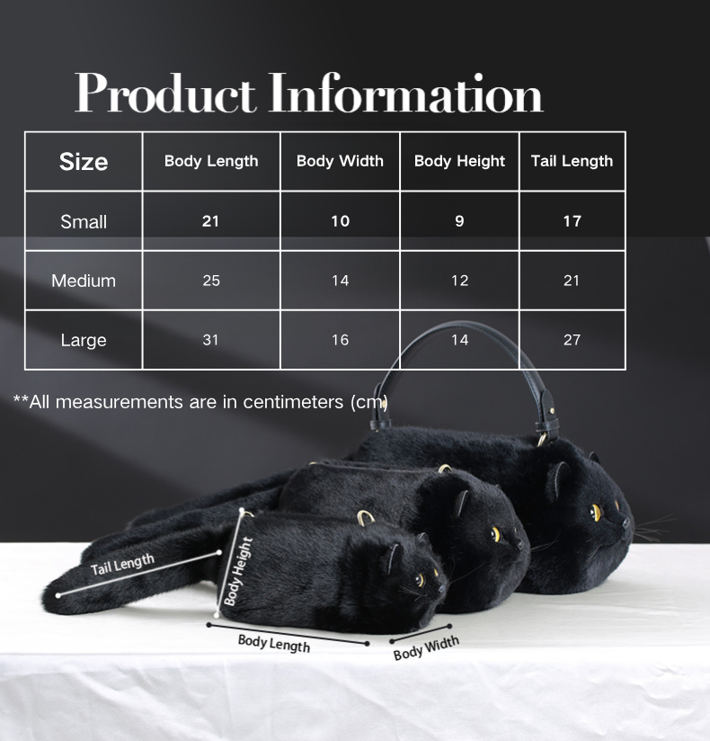 Black Shorthair Cat Bag Plush Shoulder Bag for Daily Use