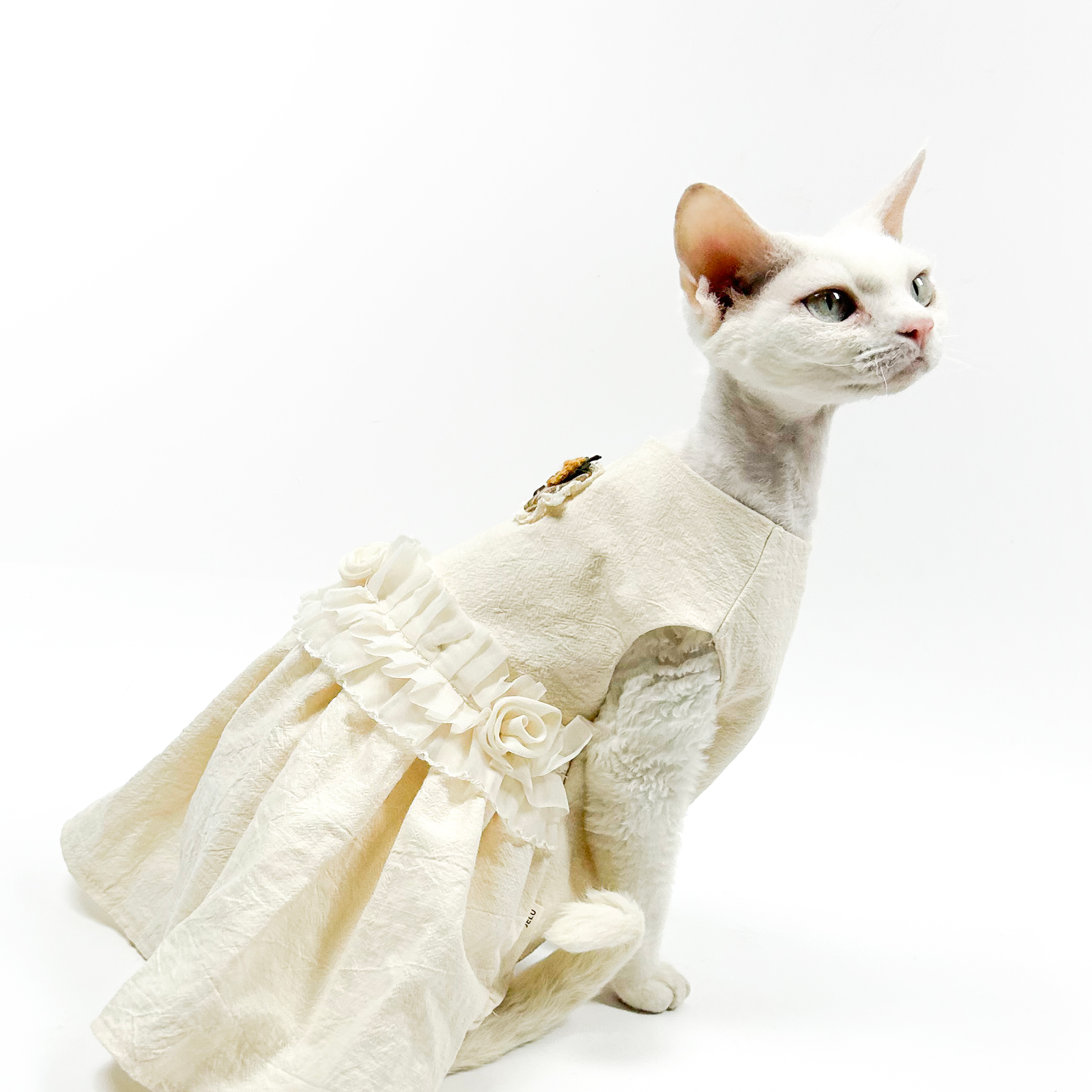 Elegant White Cotton Dress For Cats