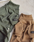 Sphynx Cat Turtleneck Shirt – Cotton Stripe (Beige & Green)