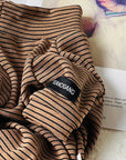 Sphynx Cat Turtleneck Shirt – Cotton Stripe (Beige & Green)