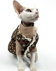 Warm Vest with White Lace Trim for Cat