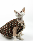 Warm Vest with White Lace Trim for Cat