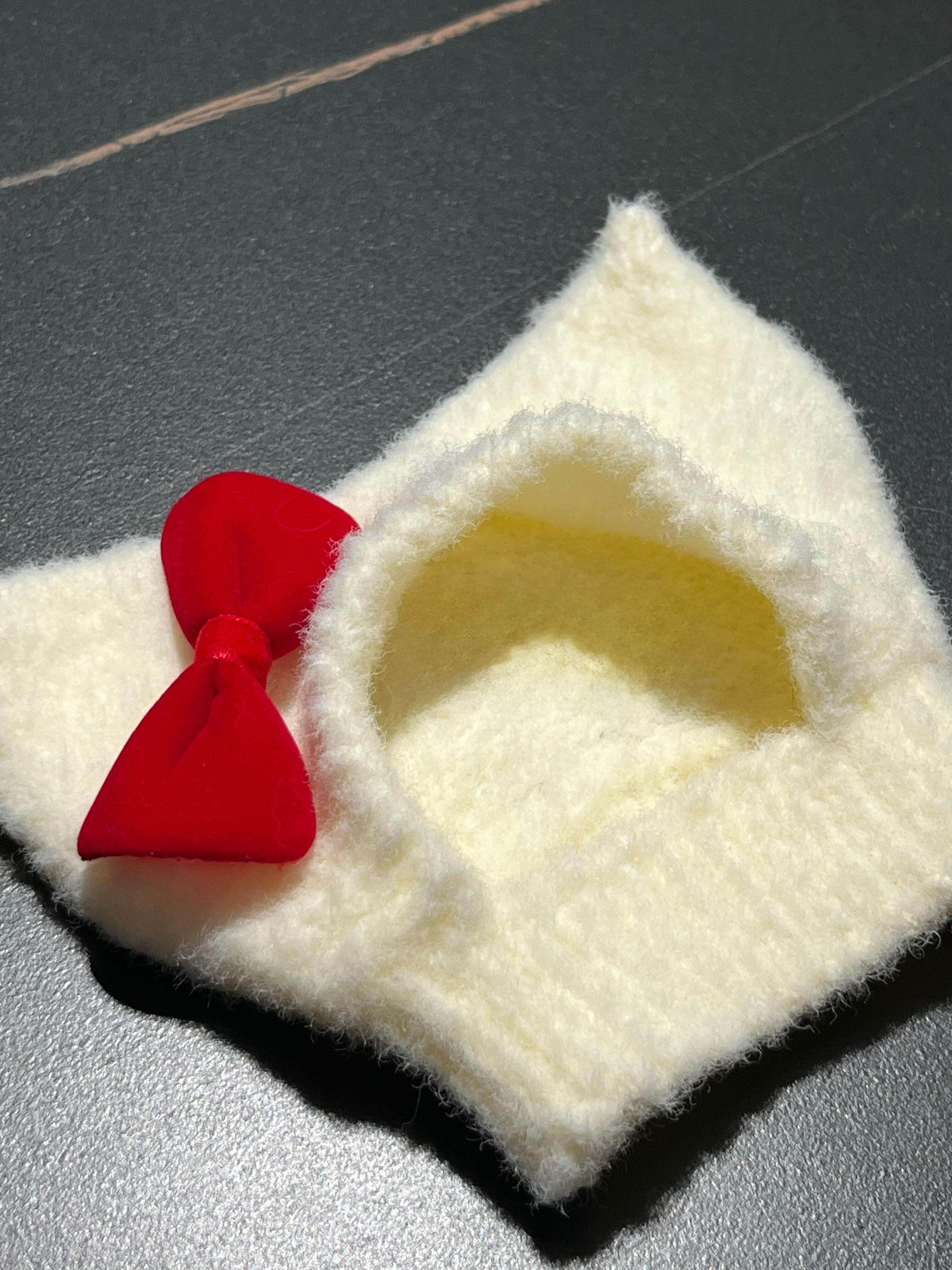White with Red Bow Custom Knit Hat