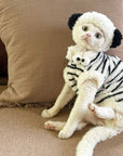 Sphynx Cat Fleece Onesie – Zebra Print Warm Bodysuit