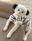 Sphynx Cat Fleece Onesie – Zebra Print Warm Bodysuit