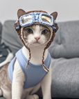 Cat Diving Mask Hat Handmade Ear-Out Design for Cats
