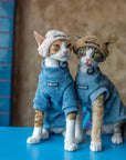 Stretch Denim Sweatshirt for Sphynx Cat Comfortable Outfit