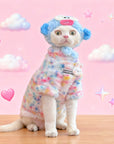 Sphynx Cat Fleece Onesie – Rainbow Bunny Bodysuit