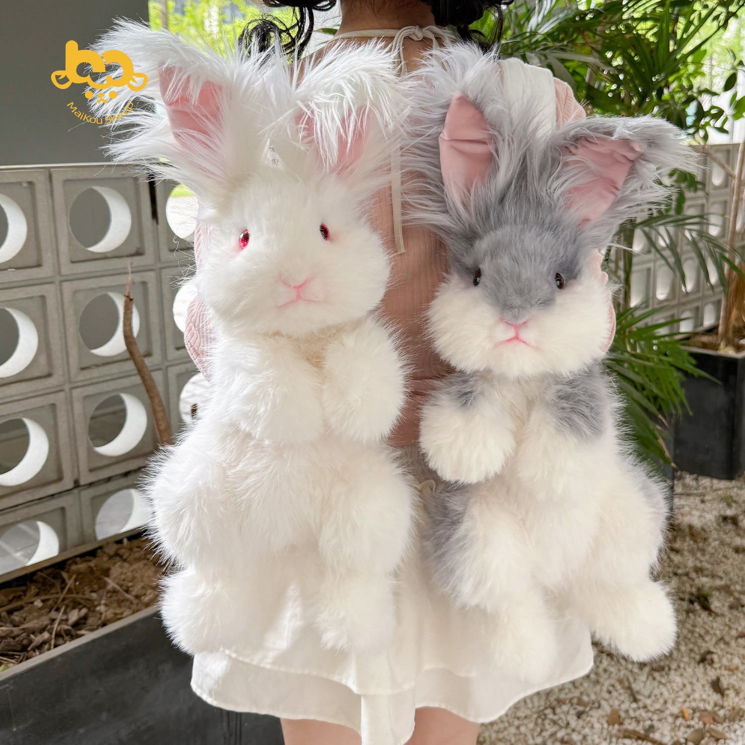 Angora Rabbit Backpack Plush Bunny Bag for Daily Use
