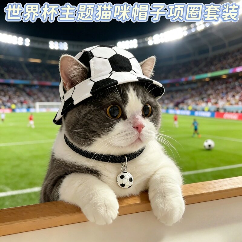 World Cup Pets Bucket Hat Football Necklace Set