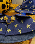 Blue gothic mage hat and cape set, Halloween costume for cats and dogs
