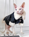 Sphynx Cat Biker Jacket – Faux Fur Lined Winter Coat for Hairless Cats