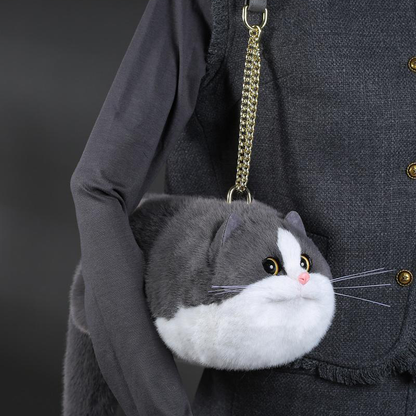 British Shorthair Black White Cat Bag Plush Shoulder Bag for Daily Use