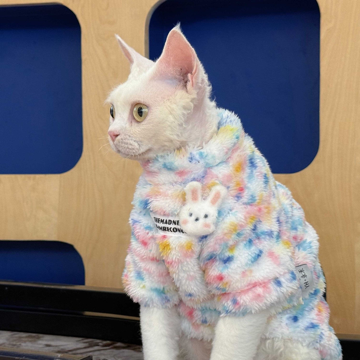 Rainbow Bunny Fleece Onesies SphynxCat DevonRex Clothes