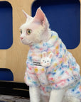 Sphynx Cat Fleece Onesie – Rainbow Bunny Bodysuit