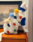 Sphynx Cat Fleece Coat – Tri Pom-Pom Winter Jacket (Devon Rex)
