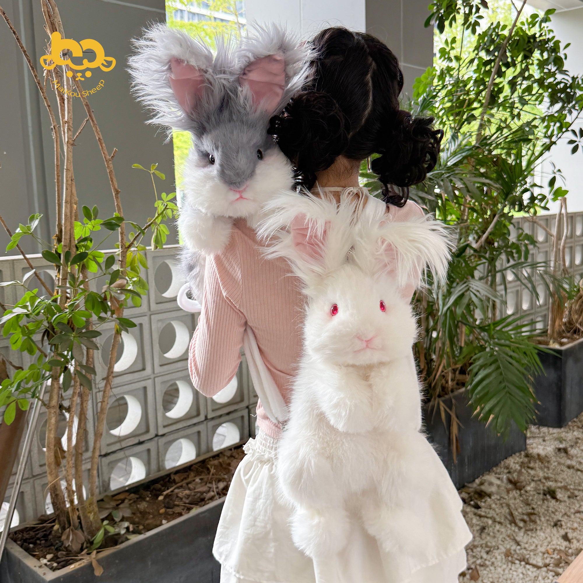 Angora Rabbit Backpack Plush Bunny Bag for Daily Use