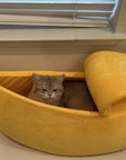 Banana-Shaped Semi-Enclosed Pet Bed