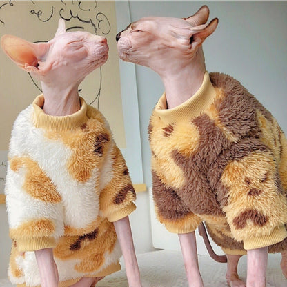 Plush Double-Sided Fleece Little Bear Shirts Sphynx Cat Clothes