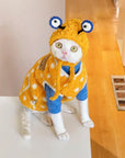Sphynx Cat Fleece Onesie – Yellow Polka Dot Bodysuit