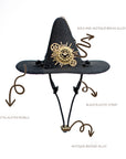 steampunk witch hat details display
