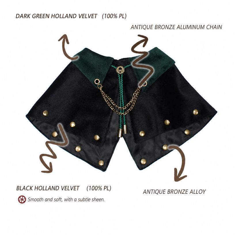 Steampunk Mage Cape for Cats &amp; Dogs – Gothic Velvet Costume Collar