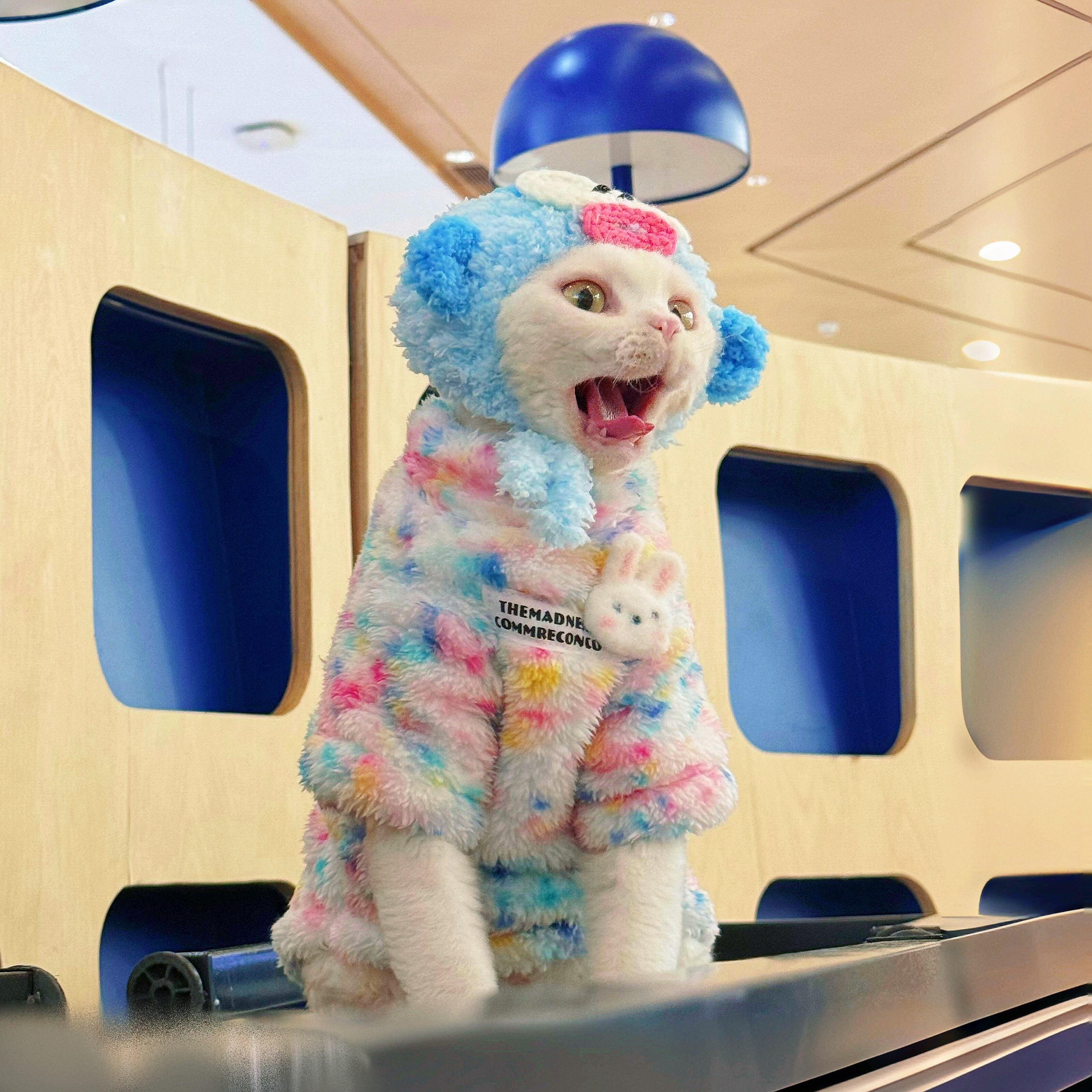 Rainbow Bunny Fleece Onesies SphynxCat DevonRex Clothes