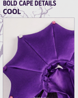 Purple satin wizard hat and cape set, fit detail