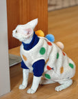 Sphynx Cat Fleece Coat – Tri Pom-Pom Winter Jacket (Devon Rex)
