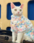Sphynx Cat Fleece Onesie – Rainbow Bunny Bodysuit
