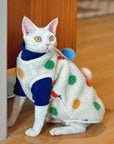 Sphynx Cat Fleece Coat – Tri Pom-Pom Winter Jacket (Devon Rex)