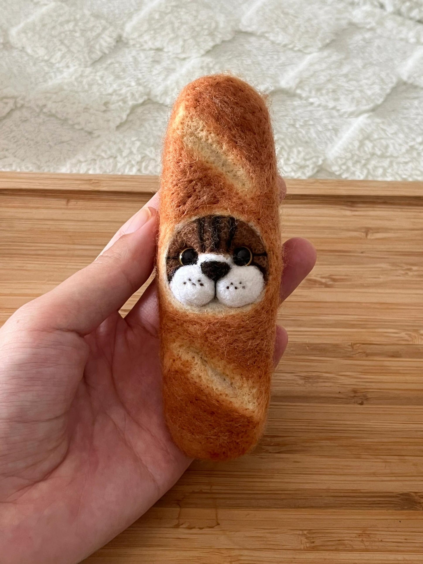 Wool Felted Pet Head Customization - Bread Toy