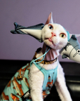 Shark Hat and Salmon Camisole for Sphynx Cat Cute Outfit