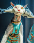 Shark Hat and Salmon Camisole for Sphynx Cat Cute OutfitShark Hat and Salmon Camisole for Sphynx Cat Cute Outfit
