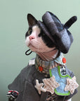 Plaid Wool Beret Hat for Cat Stylish Soft Headwear