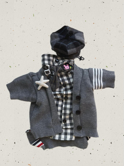 Plaid Wool Beret Hat for Cat