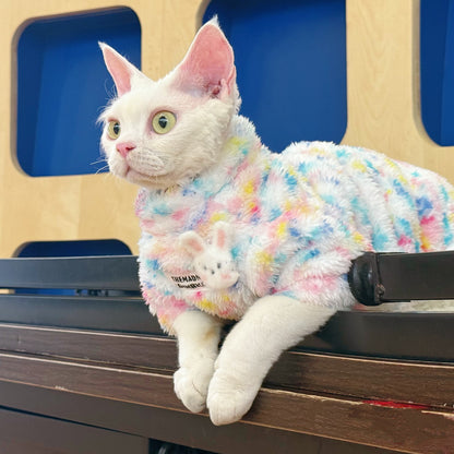 Rainbow Bunny Fleece Onesies SphynxCat DevonRex Clothes