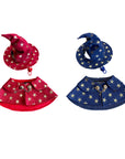 Red and blue gothic mage hats with ear cutout design, Halloween cat costume