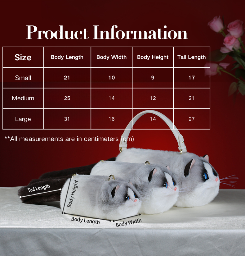 Ragdoll Cat Bag Plush Shoulder Bag for Daily Use