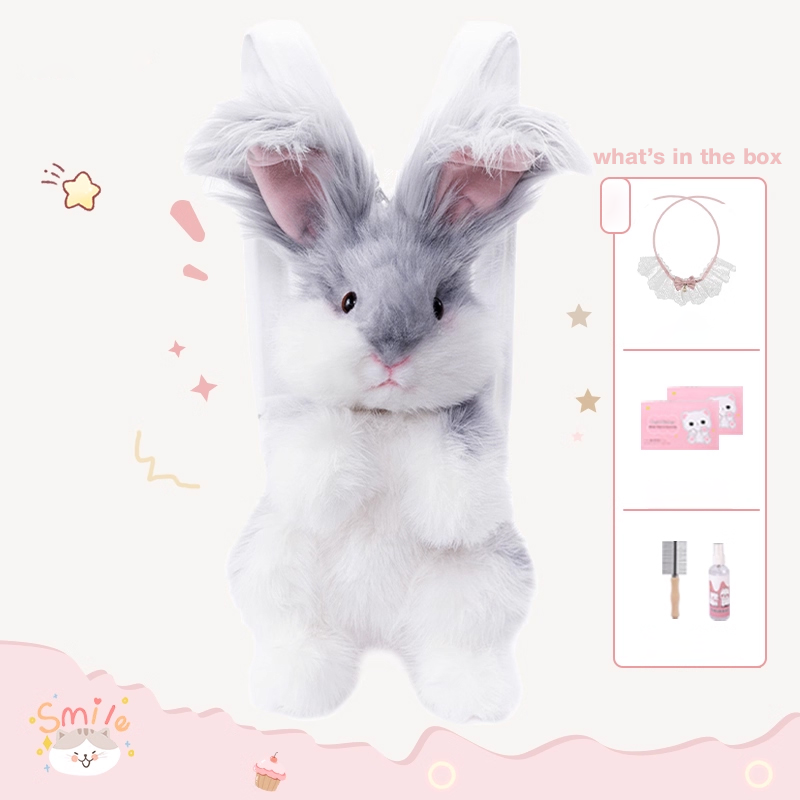 Angora Rabbit Backpack Plush Bunny Bag for Daily Use